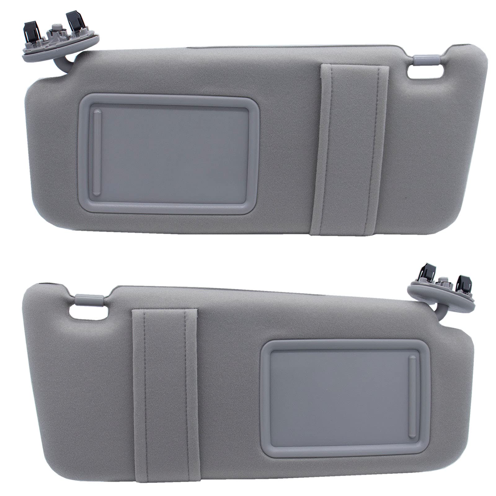 Left & Right Sides Gray Sun Visor Compatible with 2006 2007 2008 2009 2010 2011 Toyota Camry Without Sunroof Replace OE # 04002-30506-B0, 7432006780B0,74320-06290-B2,74310-06750-B0