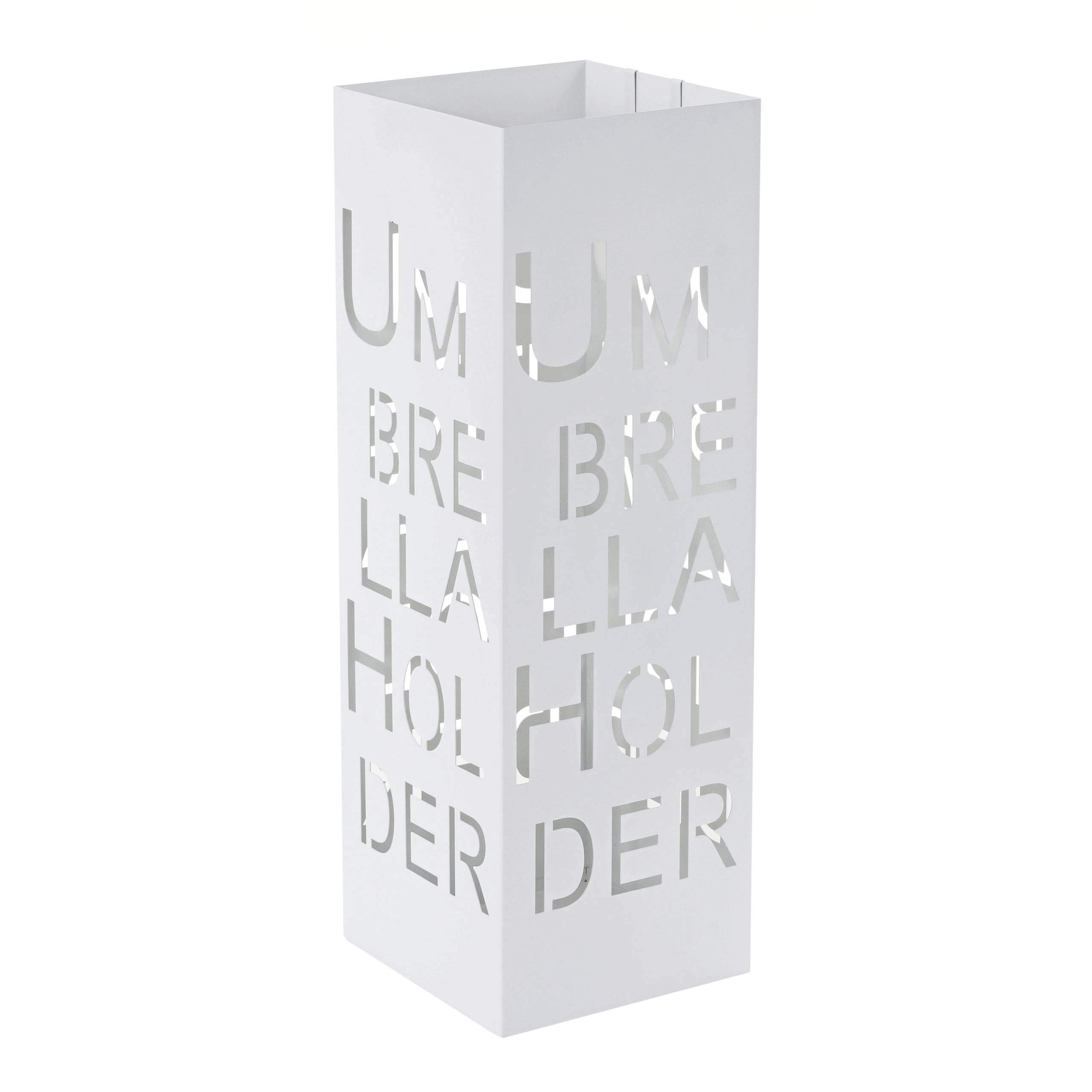 Portaombrelli quadrato decorativo moderno HWC-C78 metallo - bianco scritte