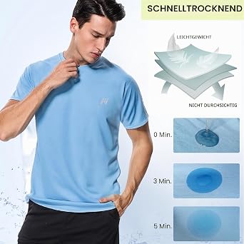 Rashguard Men's Short-Sleeved Shirt UV Shirt UPF 50+ Loose Stretch UV Protection Long Sleeve Swimming Shirt for Surfing Swimming Running