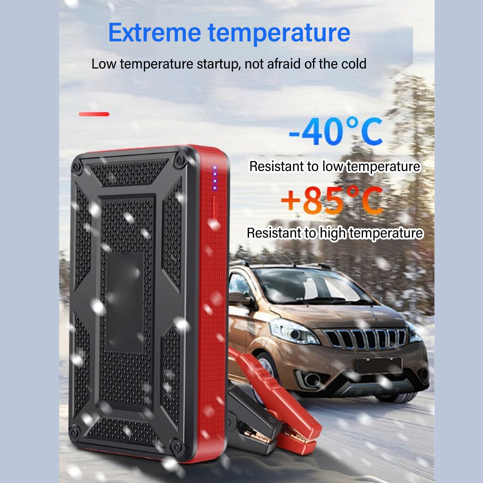 Przenośne Urządzenie do Awaryjnego Uruchamiania, Rozrusznik Awaryjny 12 V, Akumulator Rozruchowy Szczytowy 1000 A ze światłem LED, Wbudowany 20 000 MAh, Wzmacniacz do Akumulatora