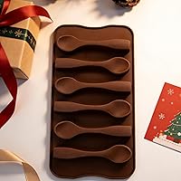 Vista 8 de Elome Molde de silicona para chocolate en forma de cuchara, 1 bandeja para cubitos de hielo para hornear, jabón, vela, fondant, decoración de pastel