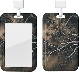 ID Badge Holder Vertical Retractable ID Card Holder Branches on The Ground Badge Holder Detachable Lanyards for ID Badges Cute Card Name Tag Cards Protector for Nurses Doctors Work Office