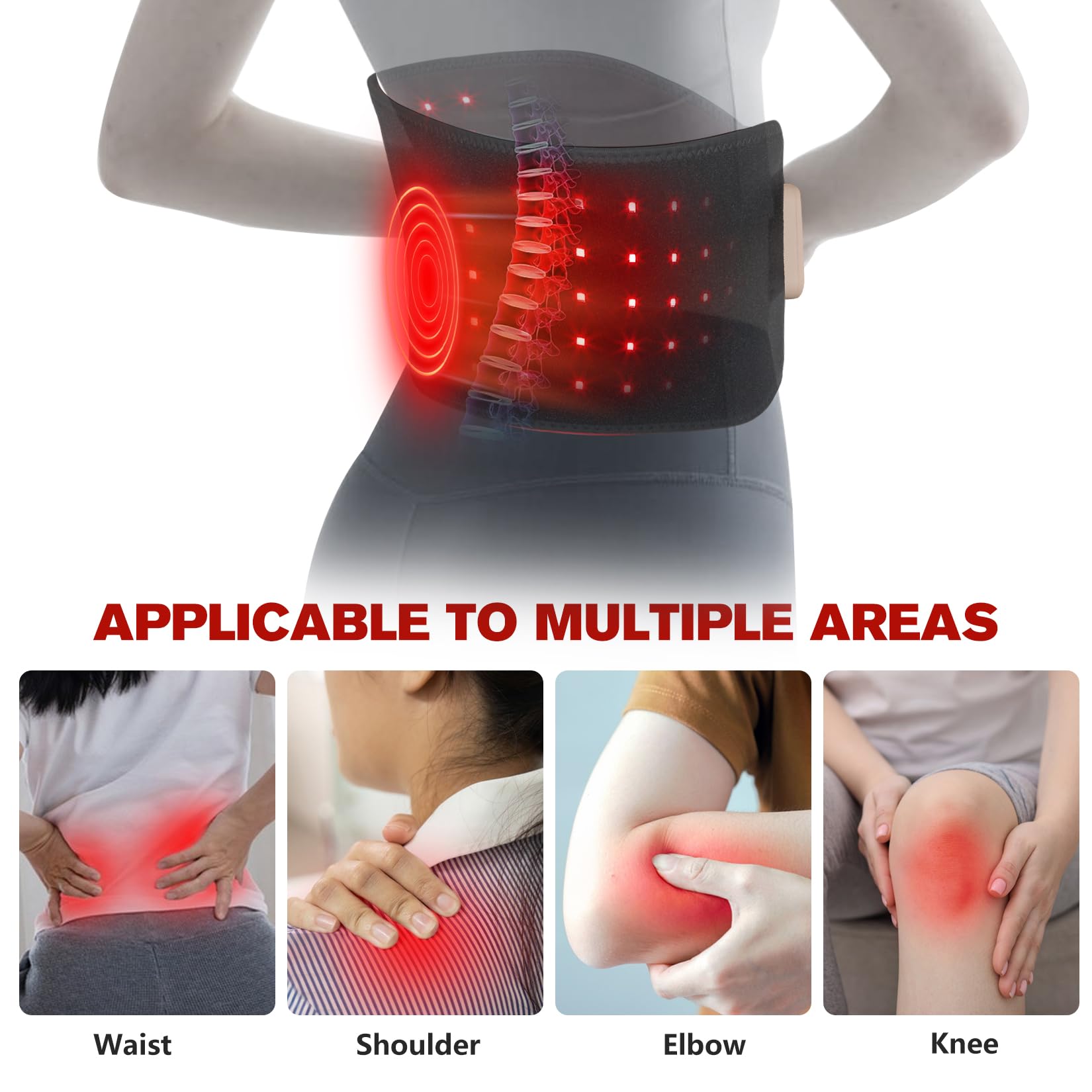Cinturón de terapia de luz roja inalámbrico para dispositivo infrarrojo corporal inalámbrico recargable con banco de energía de 2000 mAh