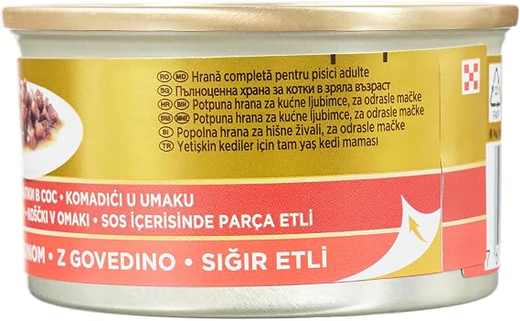 Gourmet Gold Parça Etli Sığır Etli Yaş Kedi Maması (24 x 85 gr)