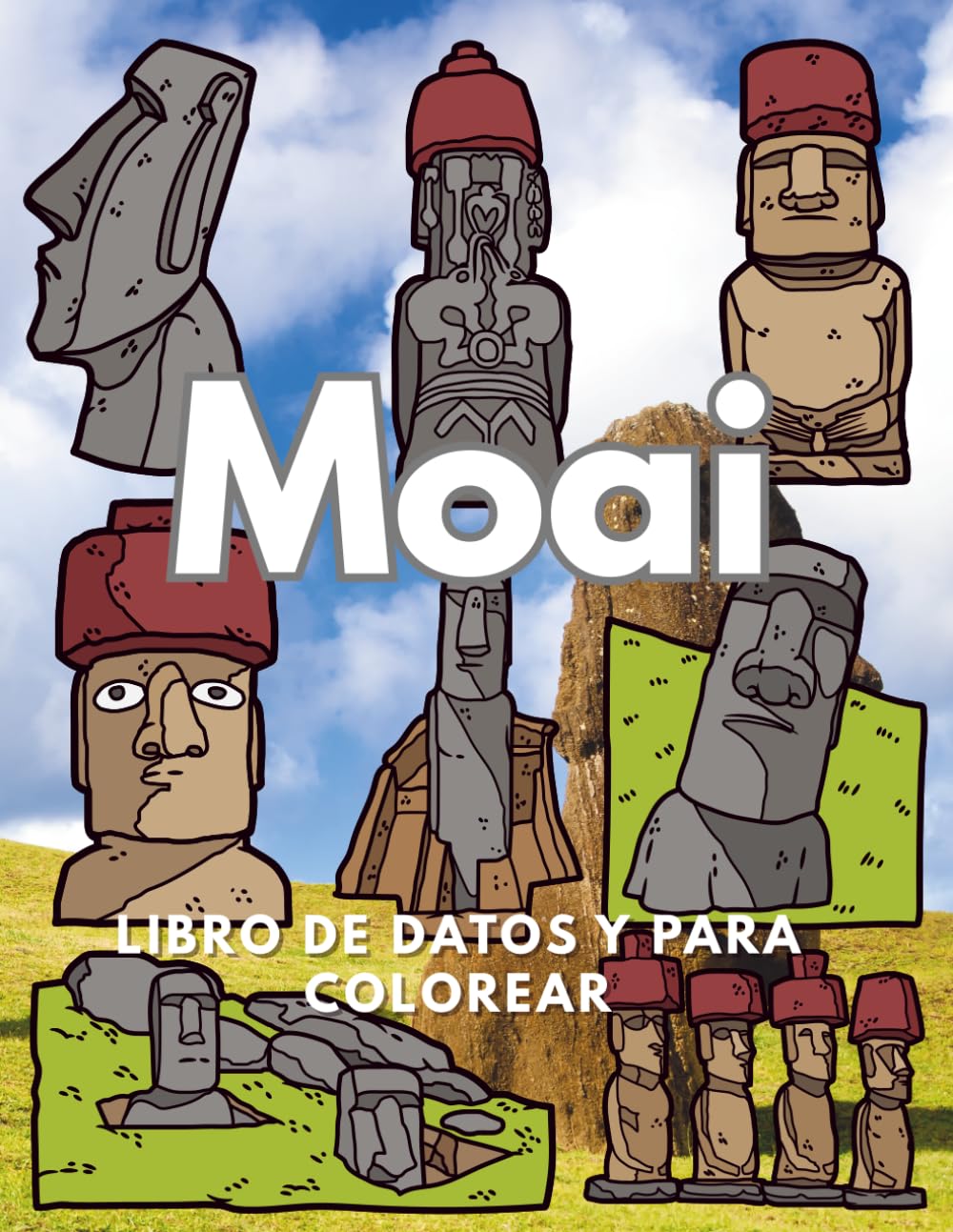 Moai: Datos y libro para colorear: Libro de actividades para niños de 2 a 16 años