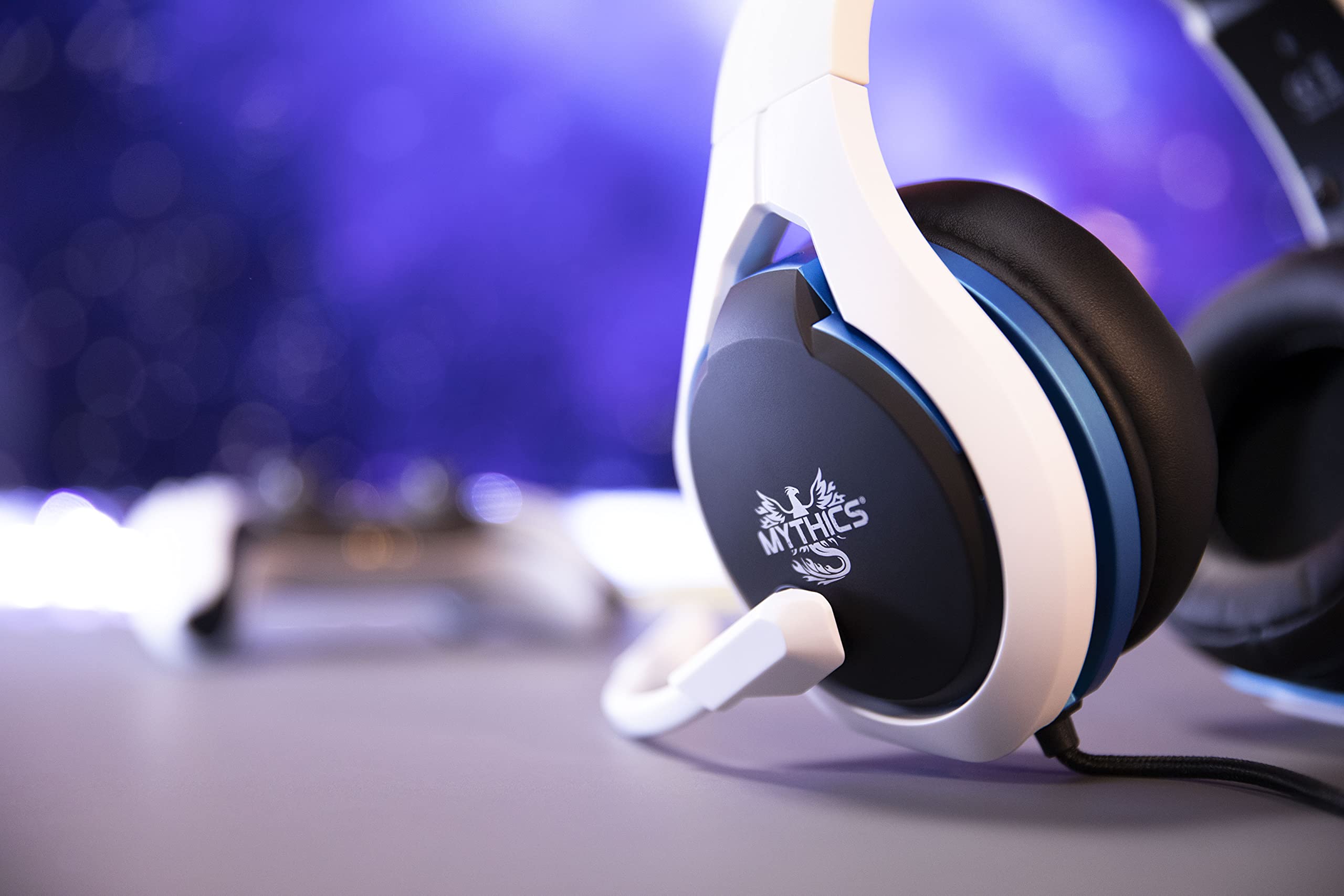 Konix Mythics Cuffie gaming con cavo Hyperion PS5 - Altoparlanti da 50 mm - Microfono - Cavo da 1,5 m - Connettore Jack da 3,5 mm - Bianco e nero