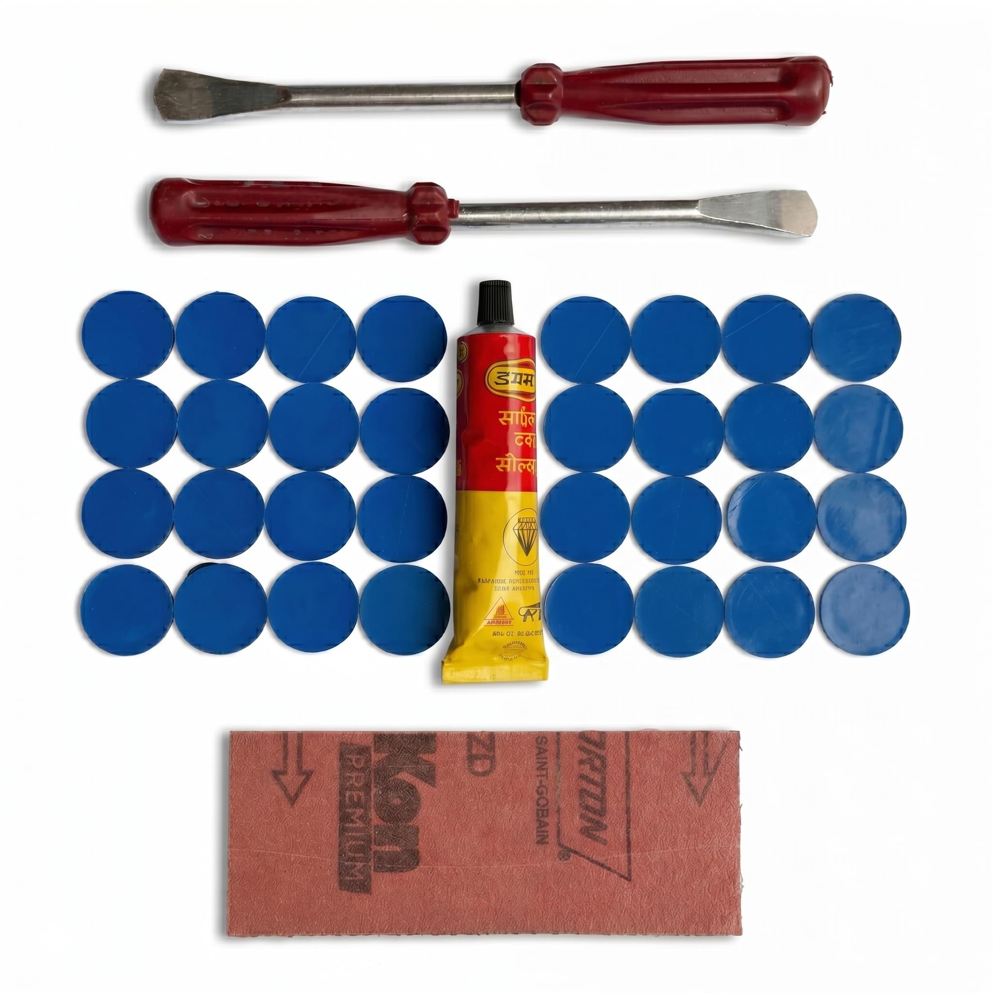 Cycle Puncture Repair Kit with 40 Rubber Patches, Strong Adhesive Glue | Bicycle Tube Repair Tool Kit for MTB, Road Bike, Kids & Adult Cycles-image-12