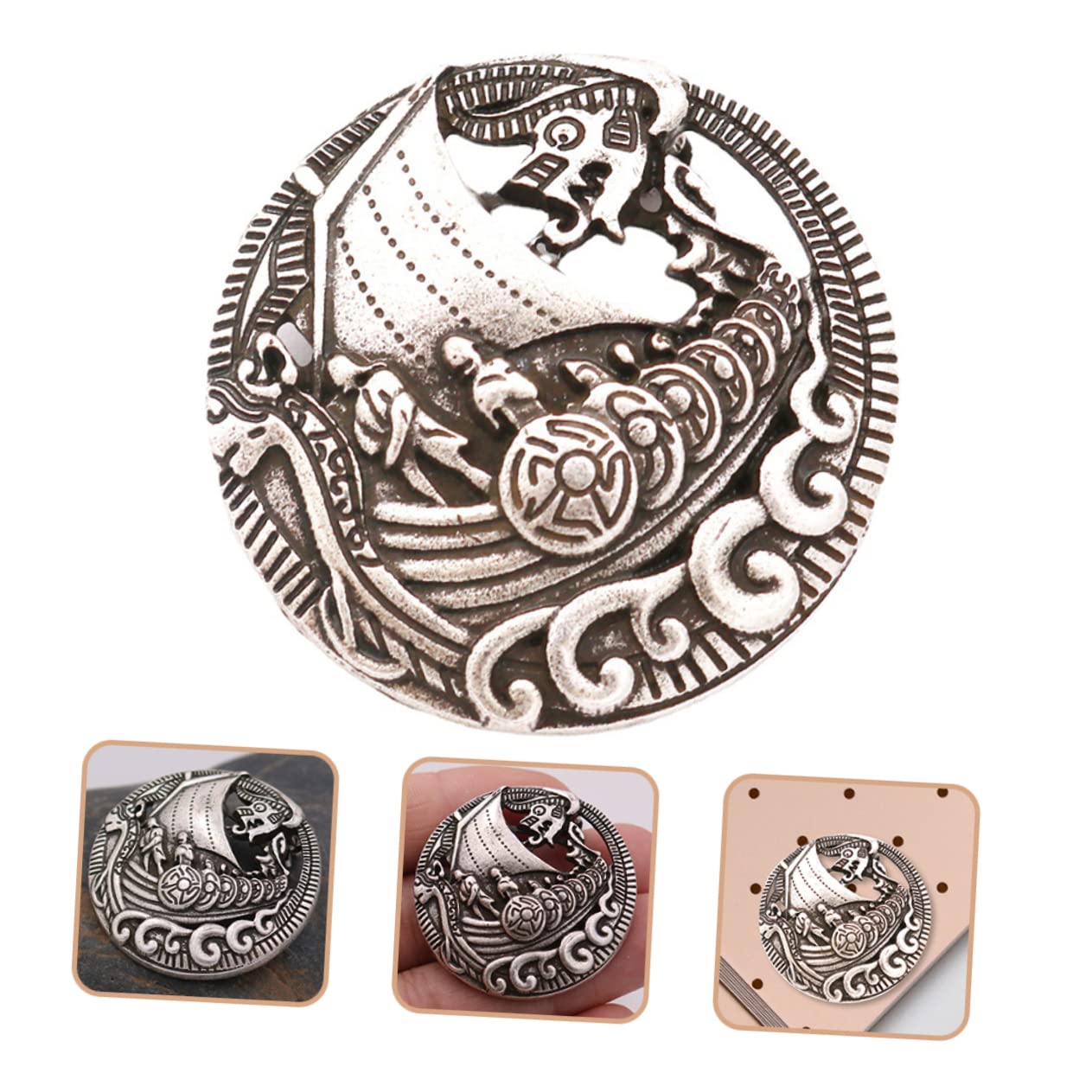 Wikingerschiff Brosche Kleidung Brosche Boot Anstecknadel mittelalterliche Verschlussnadel Damenschals Schmuck -Broschenclip Zinklegierung Silver