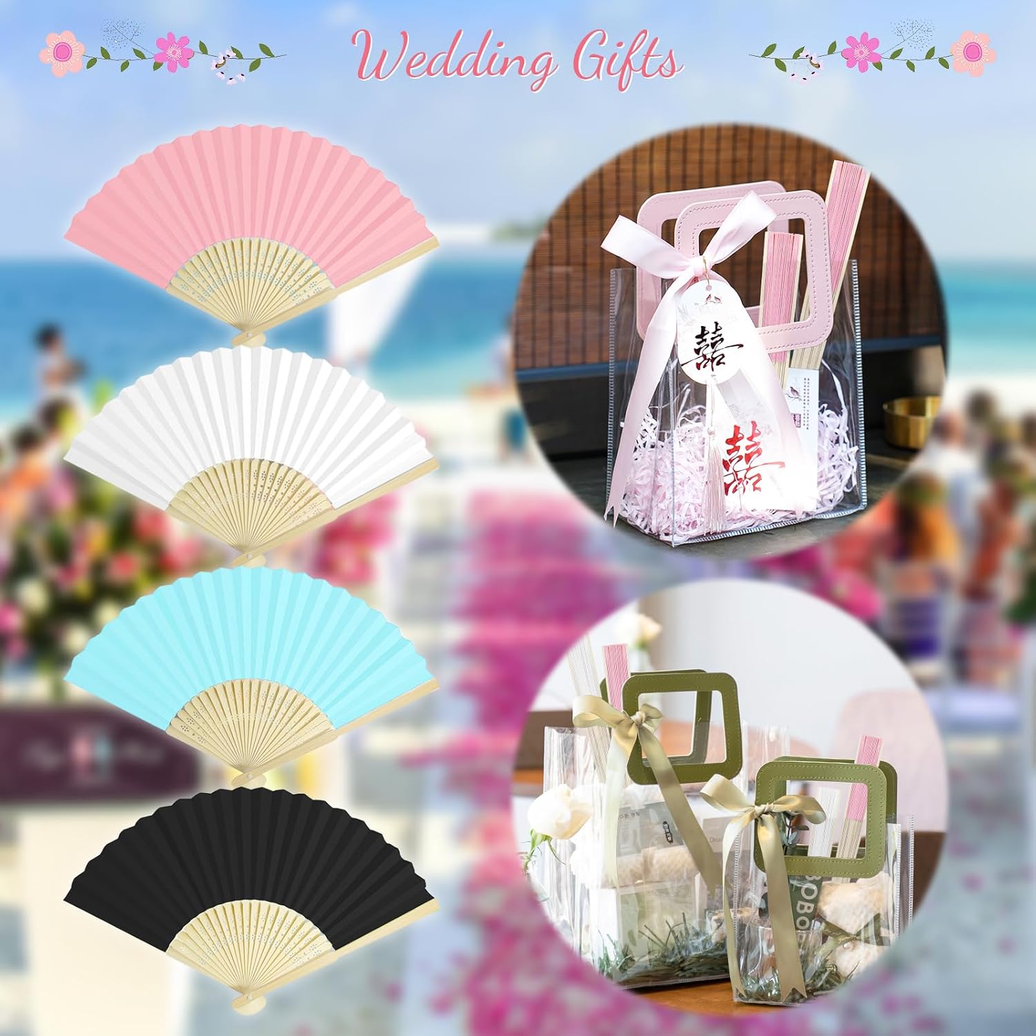 Paper Fans Paper Hand Fan Bamboo Folding Fan Handheld Fan Paper Folded Fan Paper Fan for Wedding Party and Home Decoration (100, White)