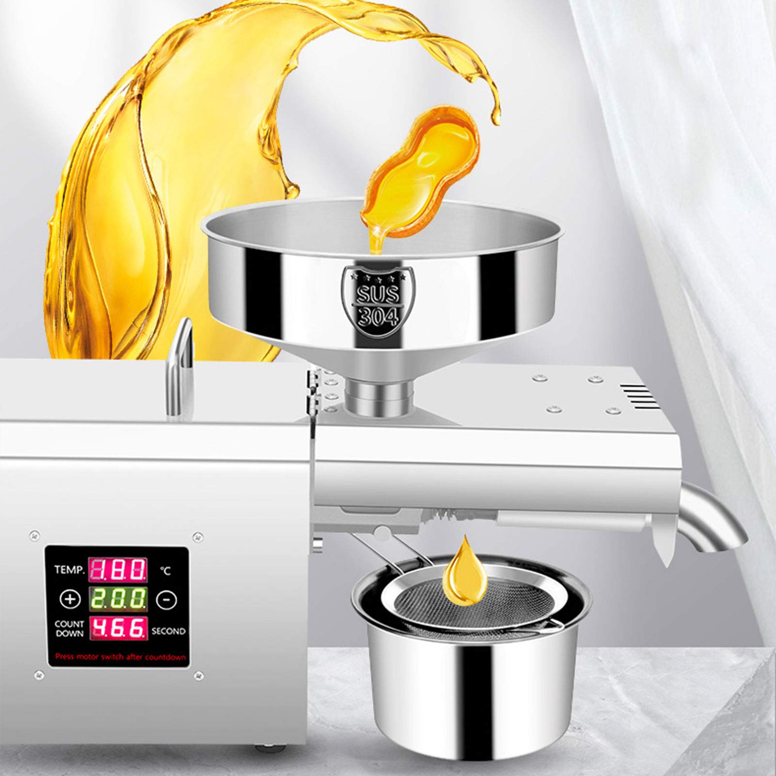 Estrattore di olio di colza automatico in acciaio inox per arachidi, soia, colza, noci, sesamo, mandorle, temperatura regolabile, 1500 W