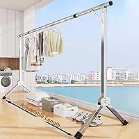 Vista 3 de Foldable Laundry Drying Rack, Heavy-Duty Laundry Drying Rack, Clothes Drying Rack, Heavy Duty Garment Rack, 47-94 Inches Extendable, Free-Standing
