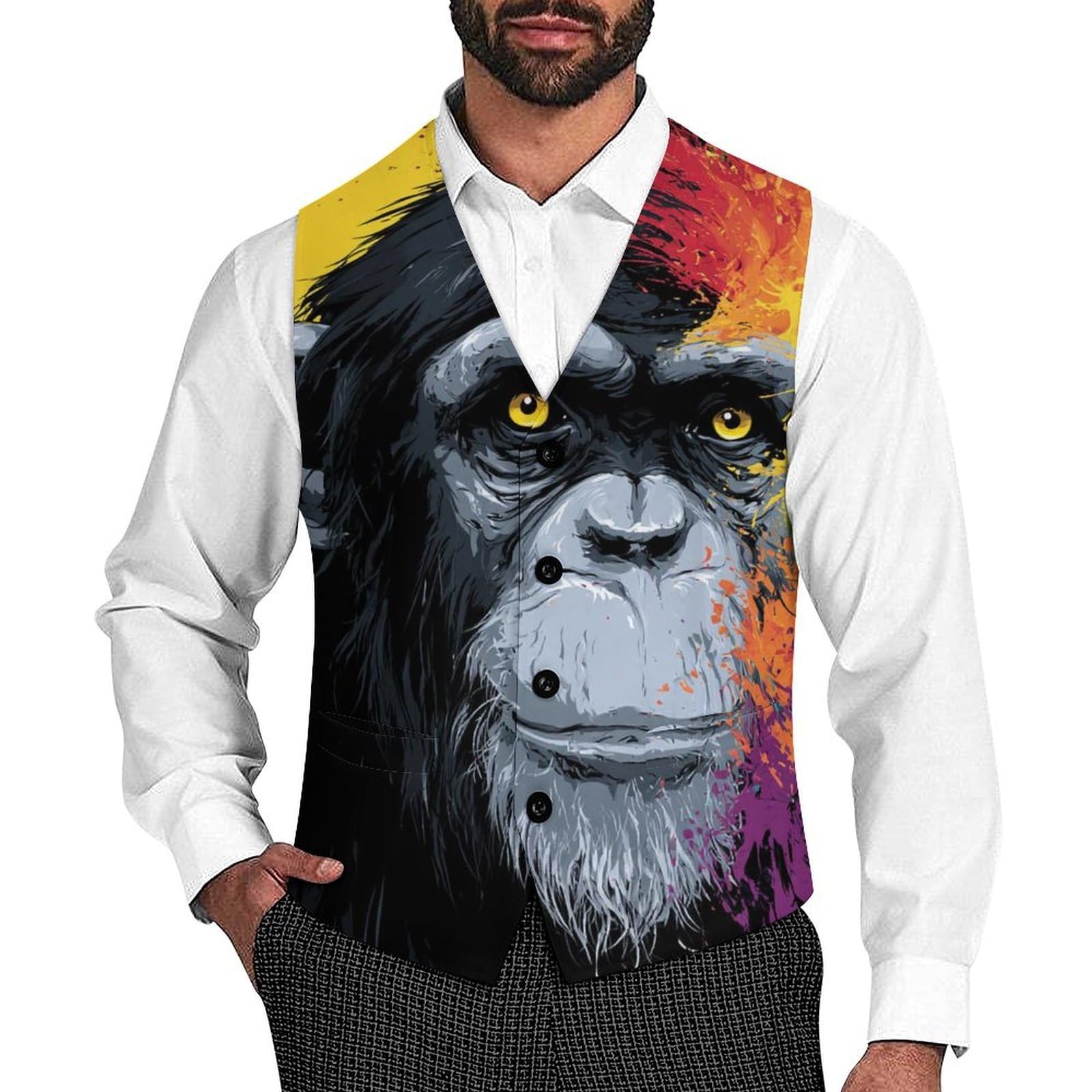 Reggae Chimpanzee Fashion - Gilet da uomo | Personalità vestito gilet per festa di nozze formale