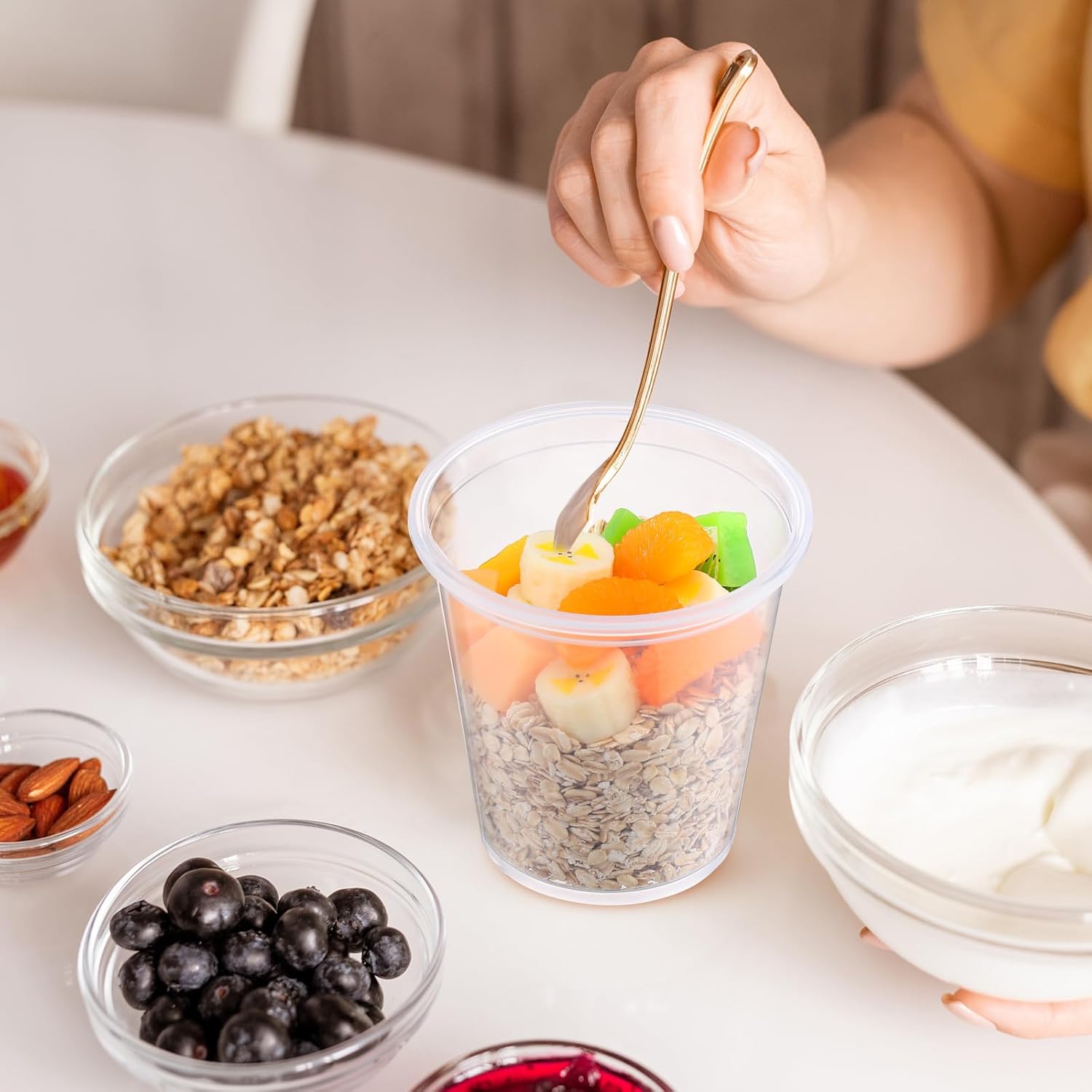 10 Pcs Overnight Oats Containers with Lids 24 oz Leak Proof Oats Jars Reusable Plastic Food Storage Meal Prep Container for Yogurt Cereal Soup Milk Salad Dishwasher Safe - Image 7