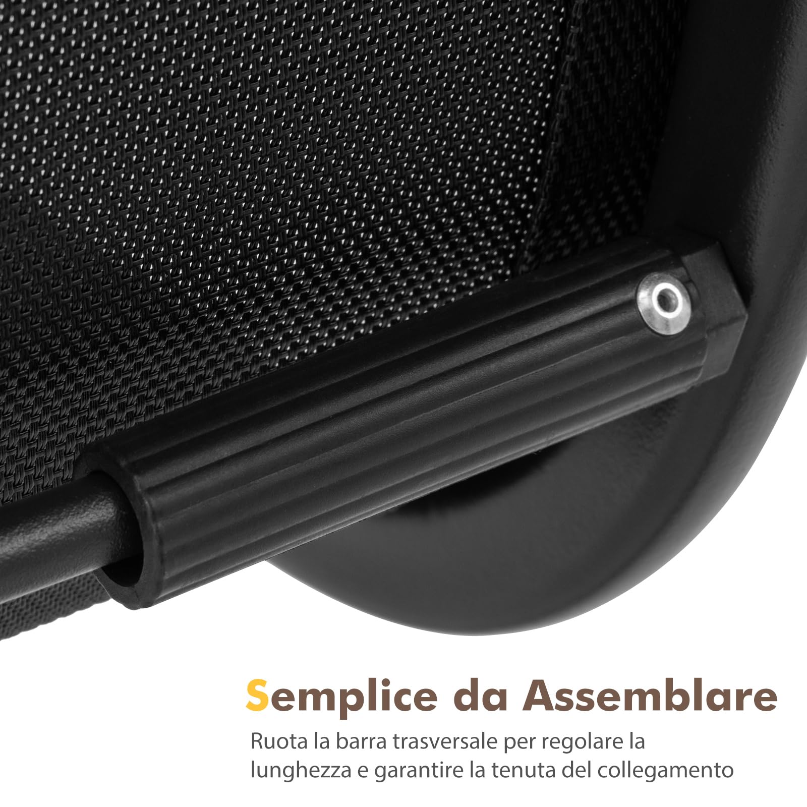 COSTWAY Set Tavolo e Sedie da Giardino 4 Pezzi, Tavolino in Vetro Portato 50 kg, Sedie Portata 150 kg, Panca Portata 300 kg, Set Bistro in Tessuto Textilene, per Cortile Terrazza Piscina (Nero)