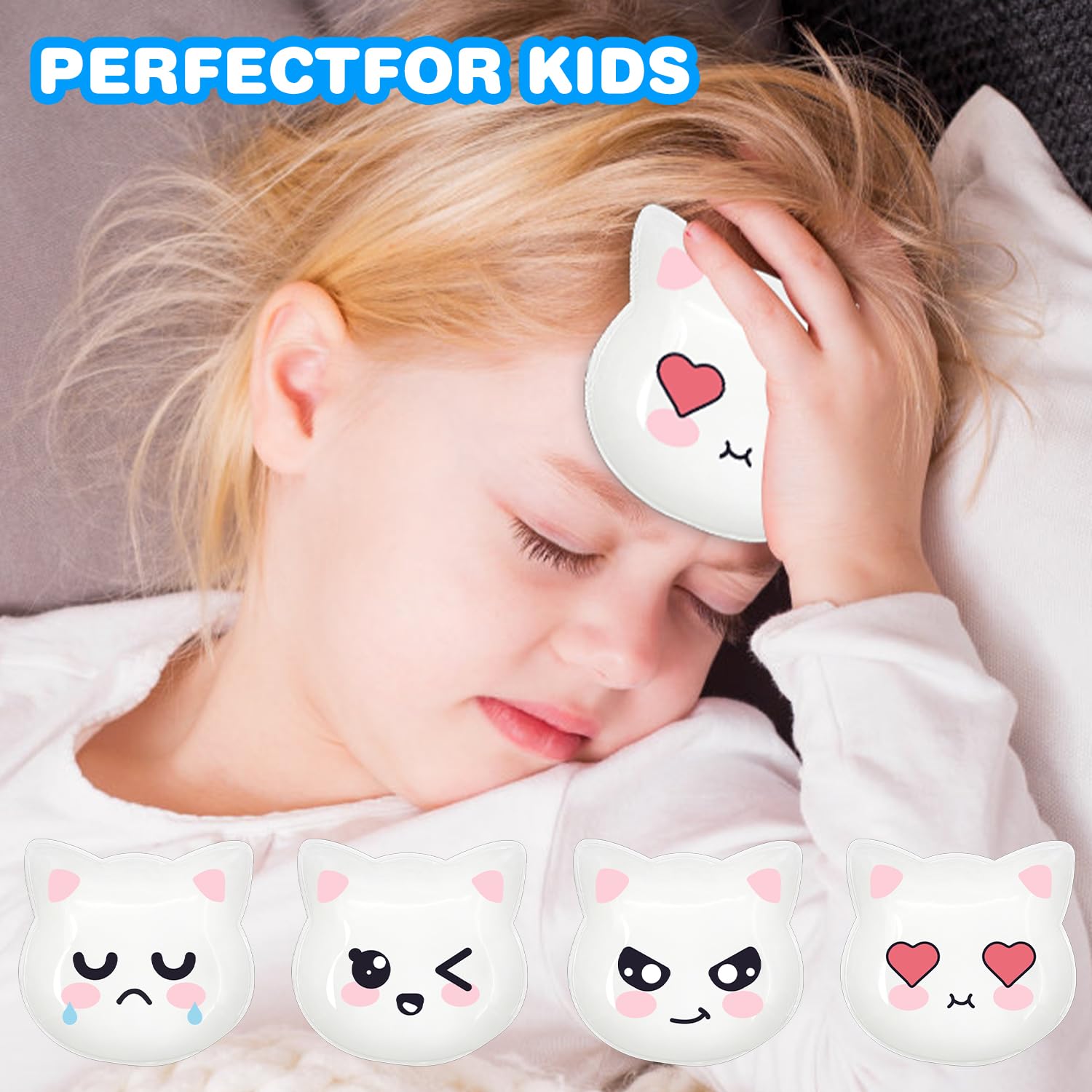 Lot de 4 blocs de glace réutilisables en gel Boo Boo Boo pour enfants - Pour blessures d'enfants - Joli sac de glace pour déjeuner - Allaitement - Dents de sagesse - Soulage la douleur - Fièvre des