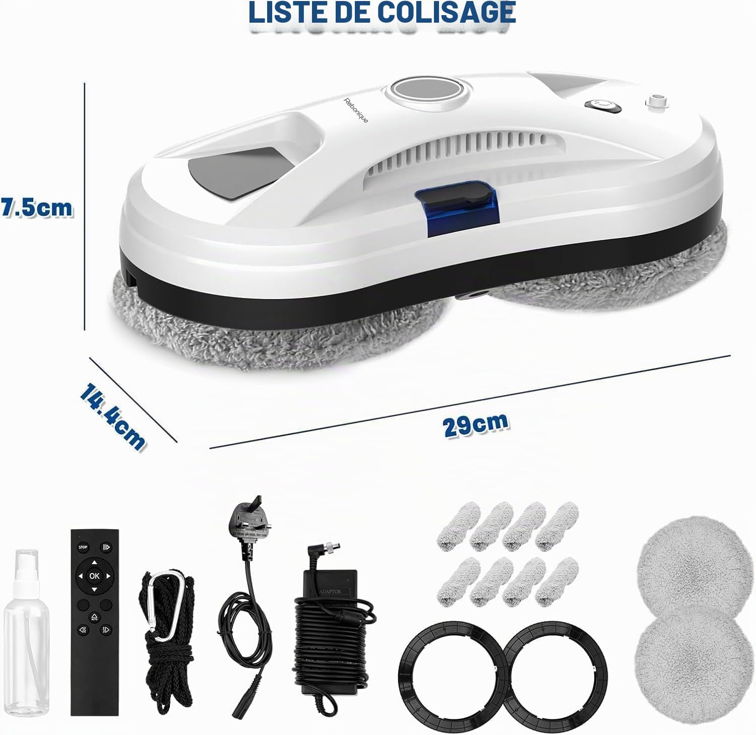 Osmo RoboClean Robot de nettoyage de fenêtres automatique électrique avec forte aspiration, navigation intelligente et détection des bords, pour verre, miroir, carrelage, intérieur et extérieur (2)