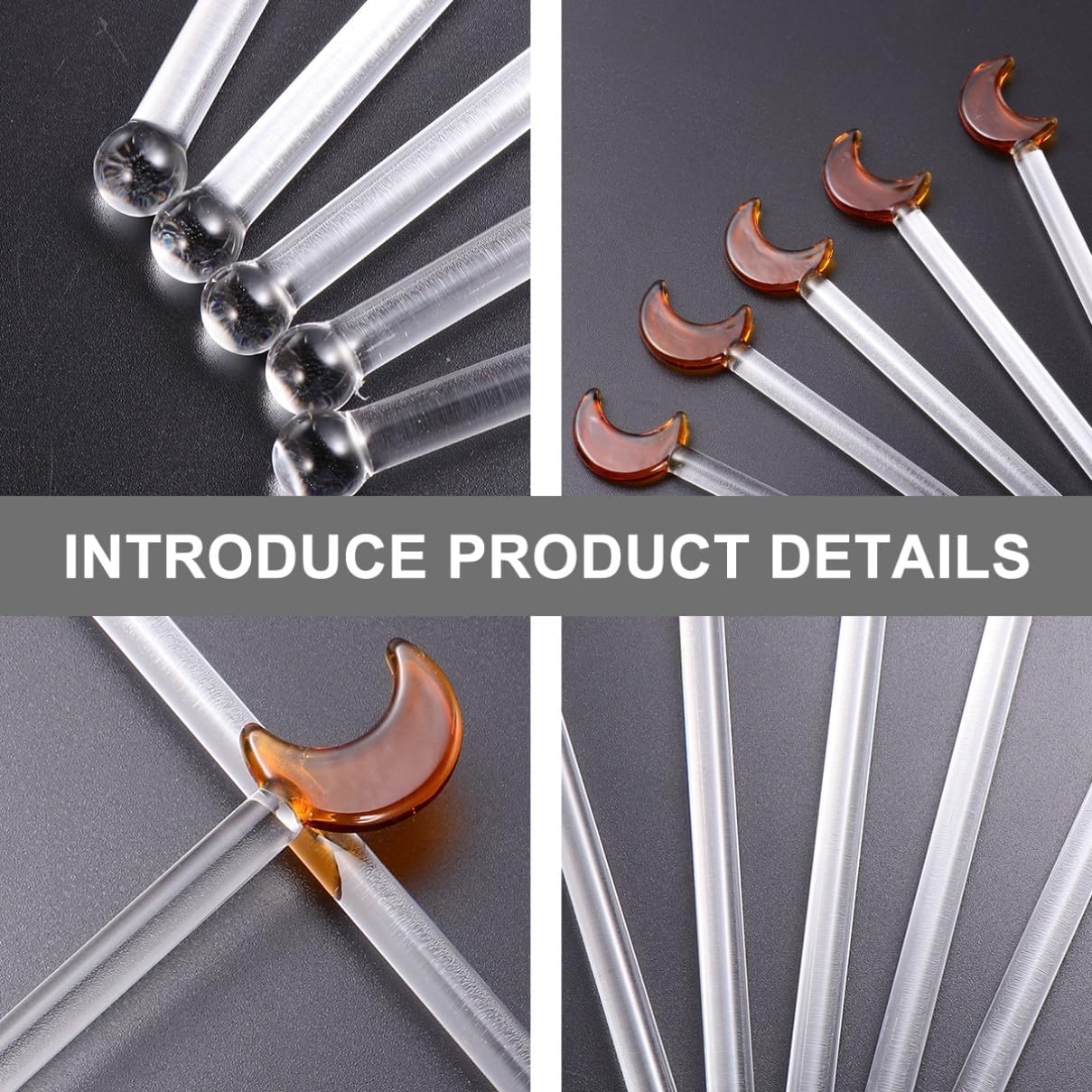 Glass Swizzle Sticks 5pcs Portable Mixing Rod for Cocktails