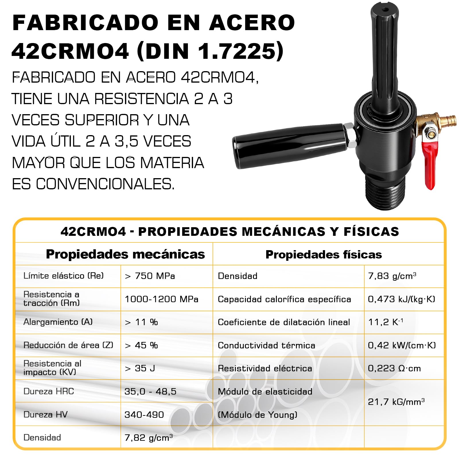 XIIW Adaptador SDS Max a 1 1/4" UNC para Brocas y Perforadora Hormigon Con Bomba y Manguera 4 m, Riego Automático, Acero 42CrMo4, G1/4", para Corona para Hormigon, Brocas de Núcleo