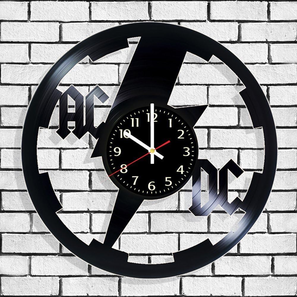 Art Vintage Vinyl Wall Clock ACDC, AC/DC Wall Poster, Unique Design Decal for ACDC Fans