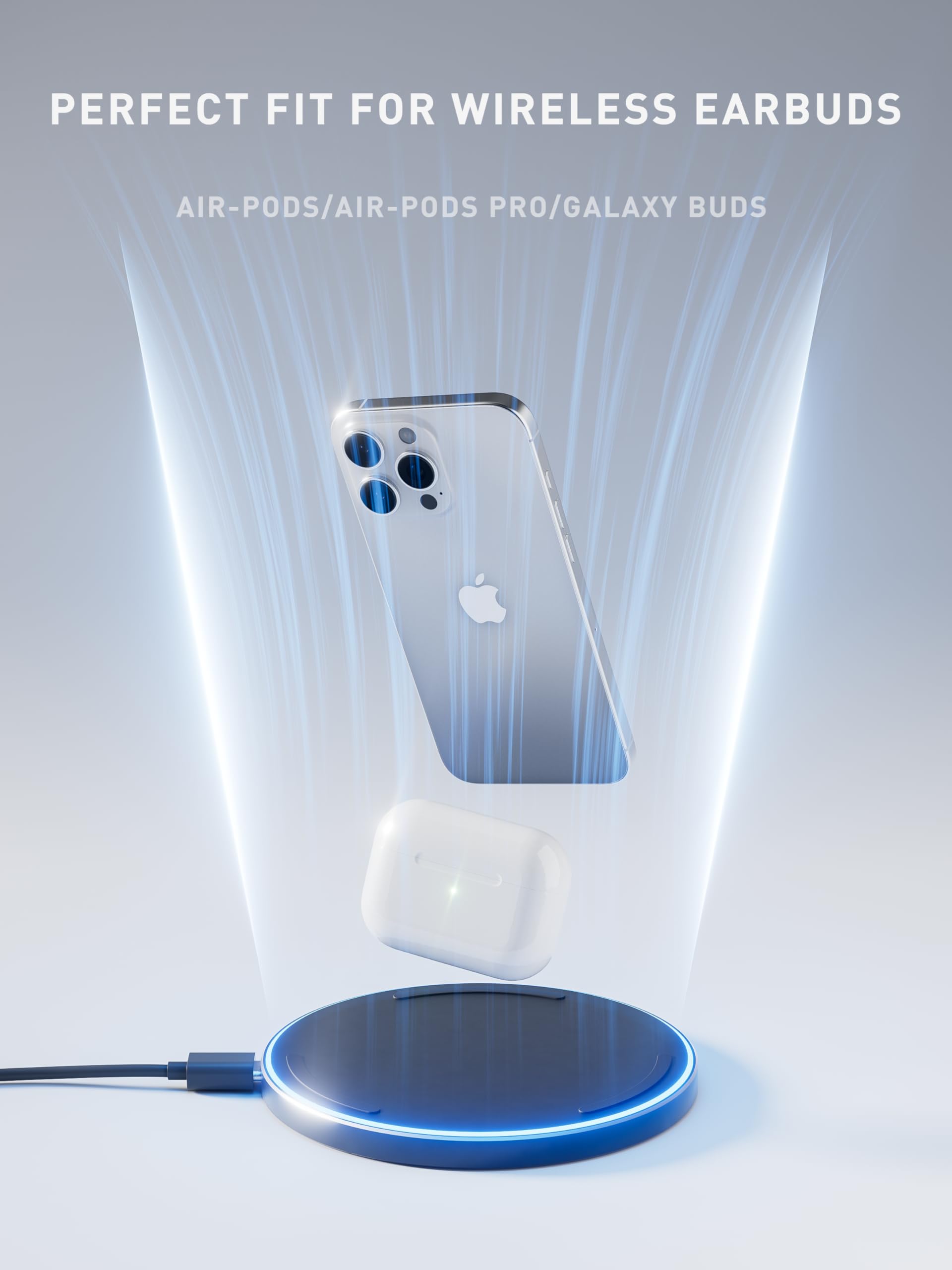 【Aggiornato】Tigratigro Caricatore Wireless 20W, Piastra di Ricarica Rapida Wireless Compatta e Antiscivolo, Stazione di Ricarica per iPhone e Samsung (DH16 - Nero)