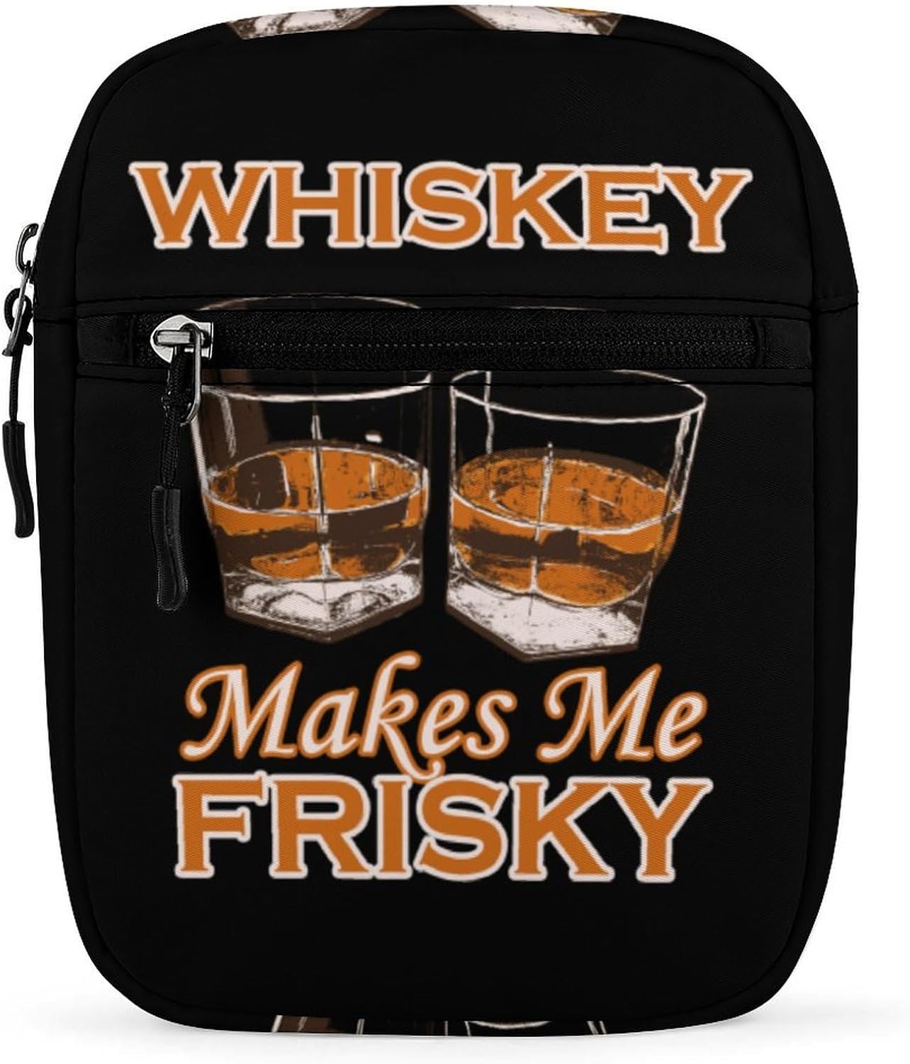 Whiskey Makes Me Frisky Cute Crossbody Bags Small Sling Purse Travel Shoulder Bag with Adjustable Strap for Men Women