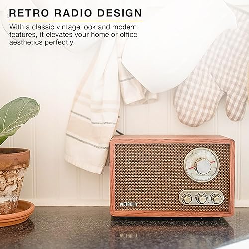 Miniatura 6 de Victrola Radio Bluetooth de madera retro FMAM con esfera giratoria expreso