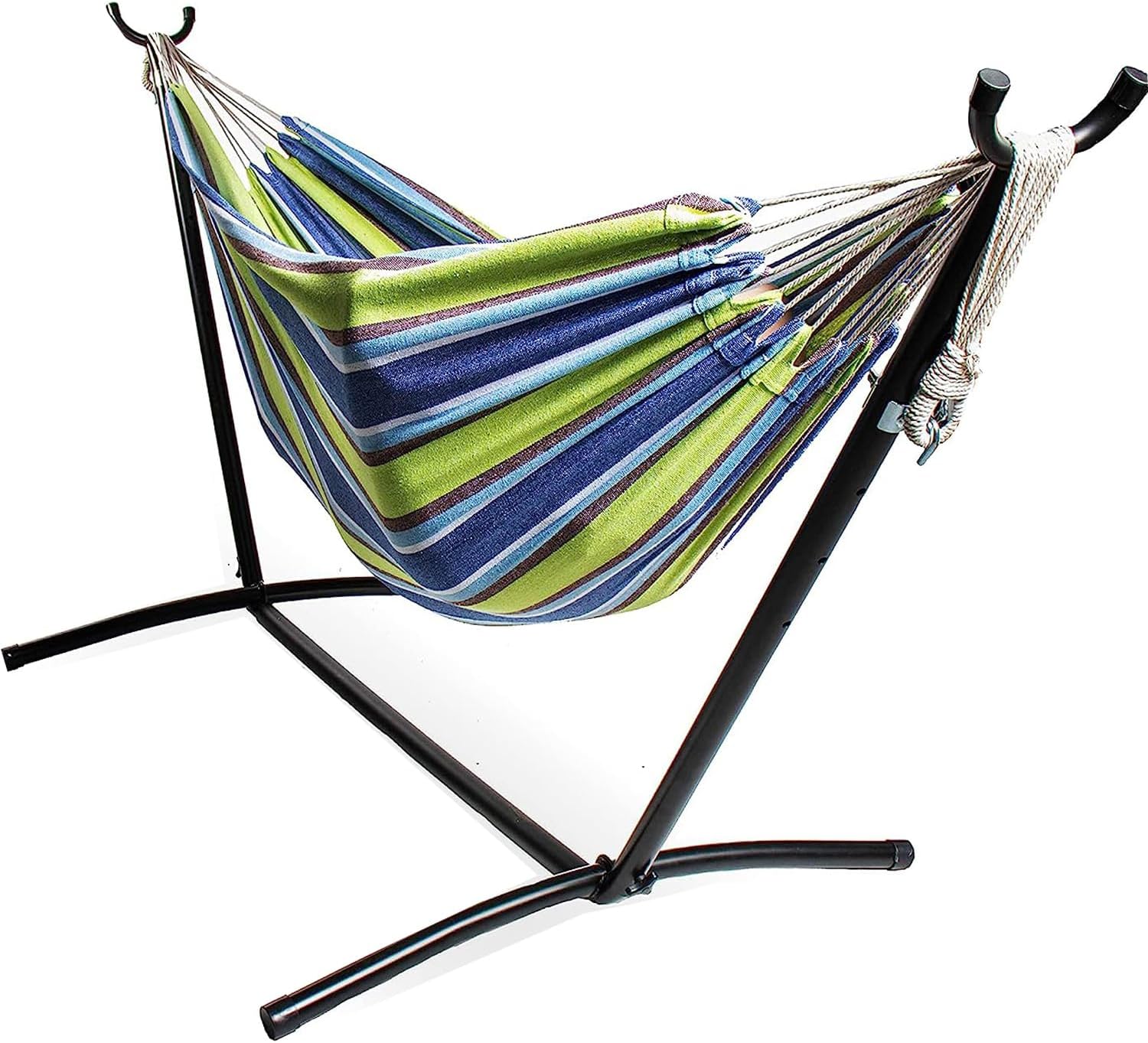 Double Hammock with Space Saving Steel Stand, 450lb Capacity Hammock, Portable Hammock for
