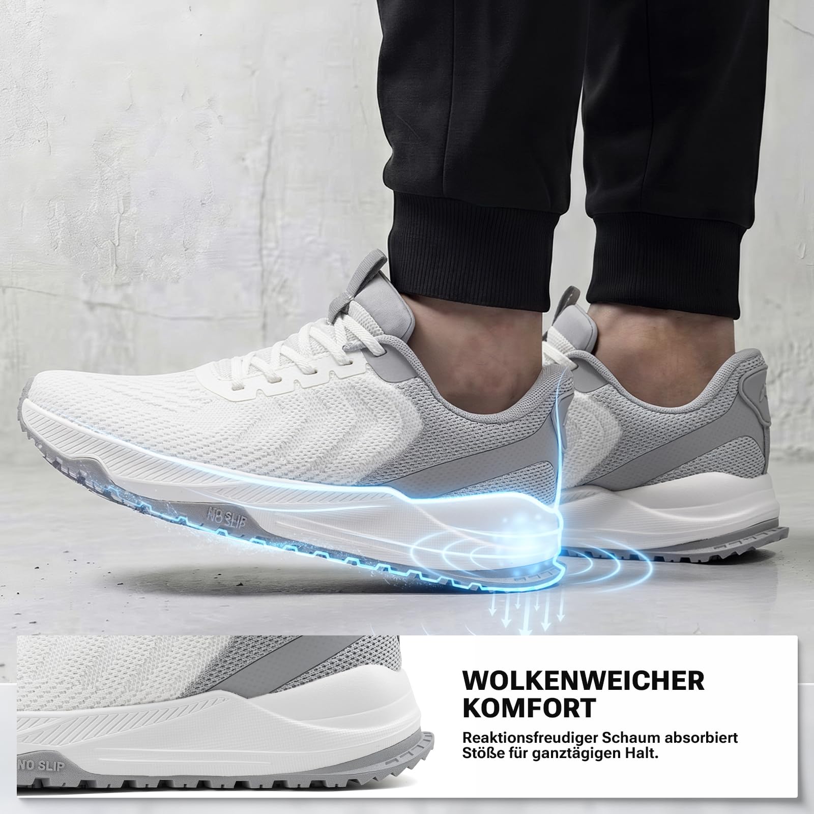 Sosenfer Herren Straßenlaufschuhe Extra Breit Sportschuhe Walkingschuhe Turnschuhe Laufschuhe Sneaker Atmungsaktiv Schockdämpfung rutschfest Fitness Im Freien Jogging