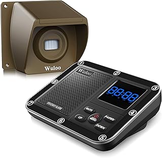 Wireless Driveway Alarm 1800 Feet Long Range Motion Sensor Alert System Driveway Detector for Home with 1800mAh Rechargeable Battery (1&1-Brown)