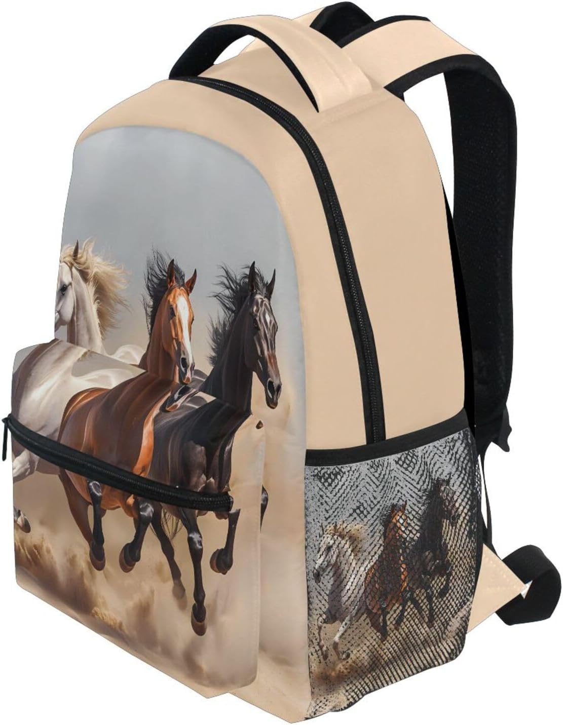WIHVE Backpack Running Horses Casual Daypack School Rucksack Bookbags One_Size