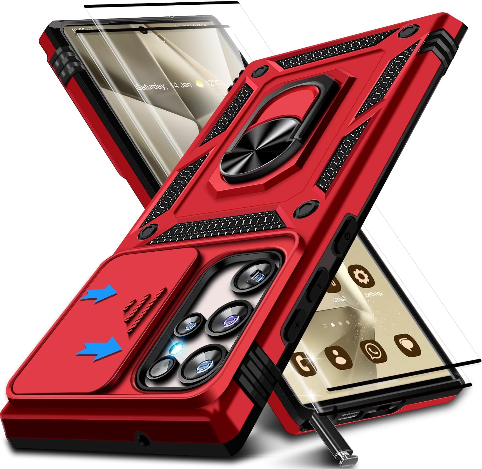 Kameraschutz Handyhülle für Samsung Galaxy S24 Ultra Hülle mit Displayschutz*2 pcs, 360 Grad