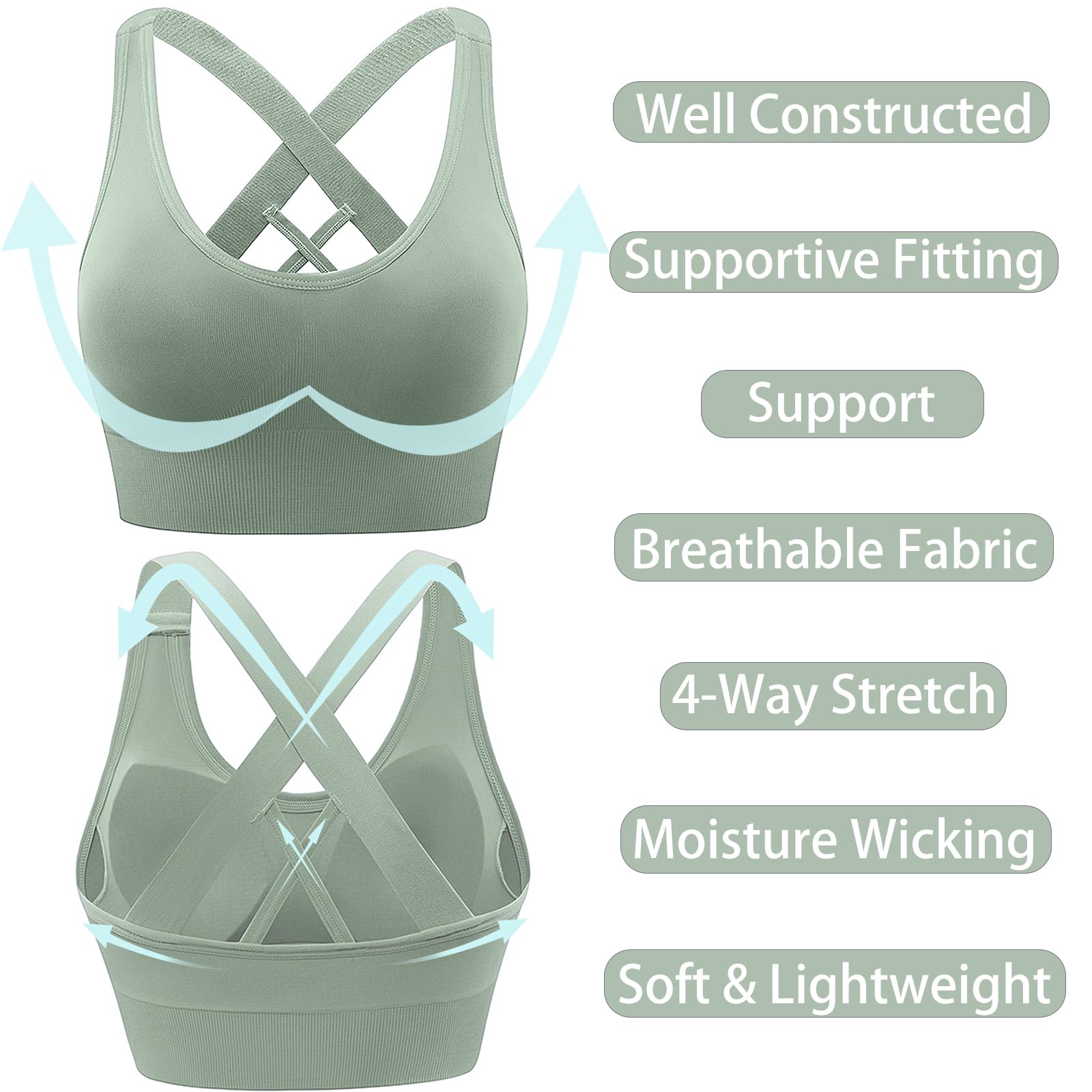 HANERDUN Soutiens-Gorge de Sport Femme Brassiere Running sous-Vêtements Maintien Fort Sportswear Haut