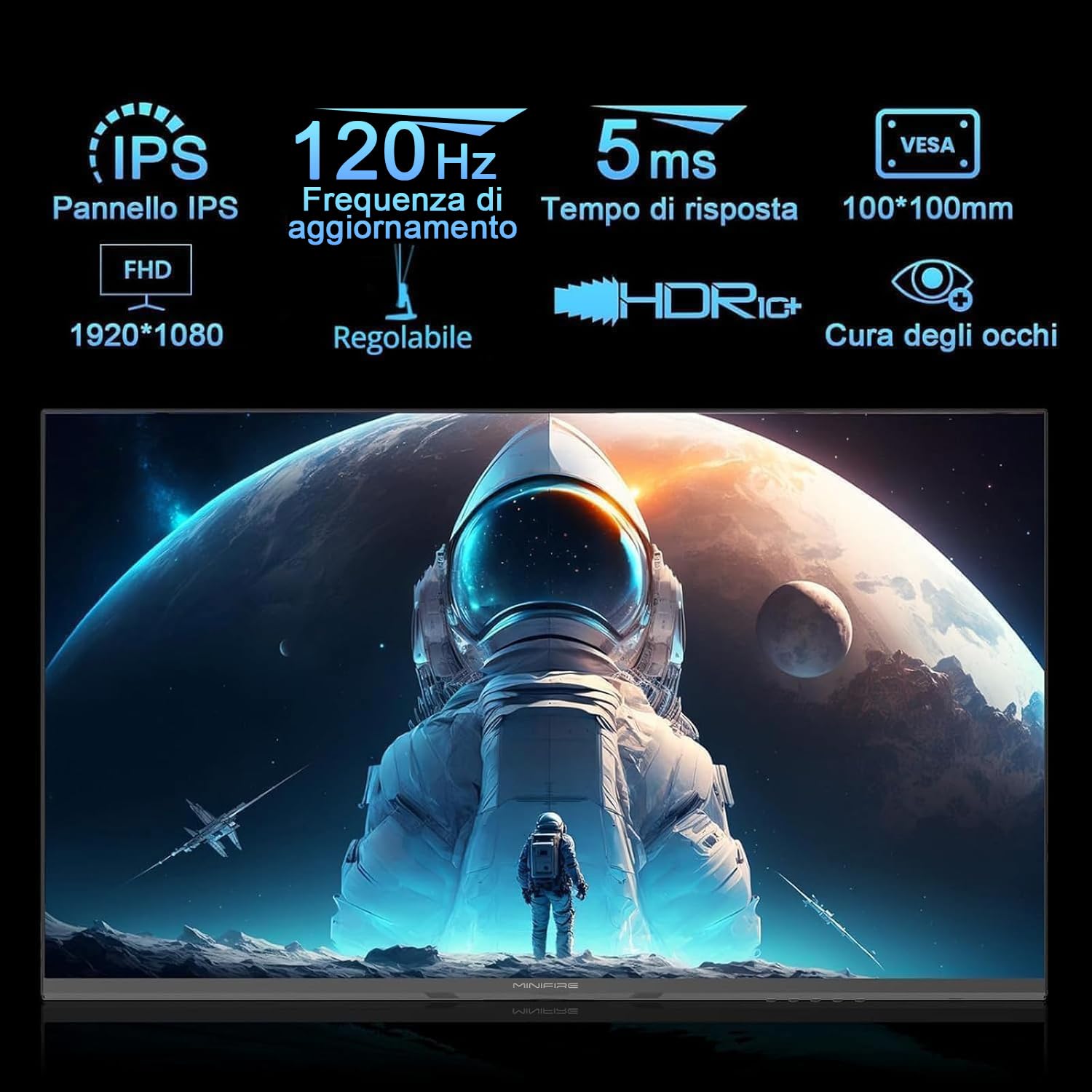 Besuche den Minifire- Minifire Monitor 27 Zoll Bildschirm im rahmenlosen Design, IPS, 120Hz, USB Tpye-C, FHD(1080P), sRGB110%, 300 Nits, FreeSync, Eye-Care, HDMI USB Type-C Anschlüsse, unterstützt VESA - Schwarz in use