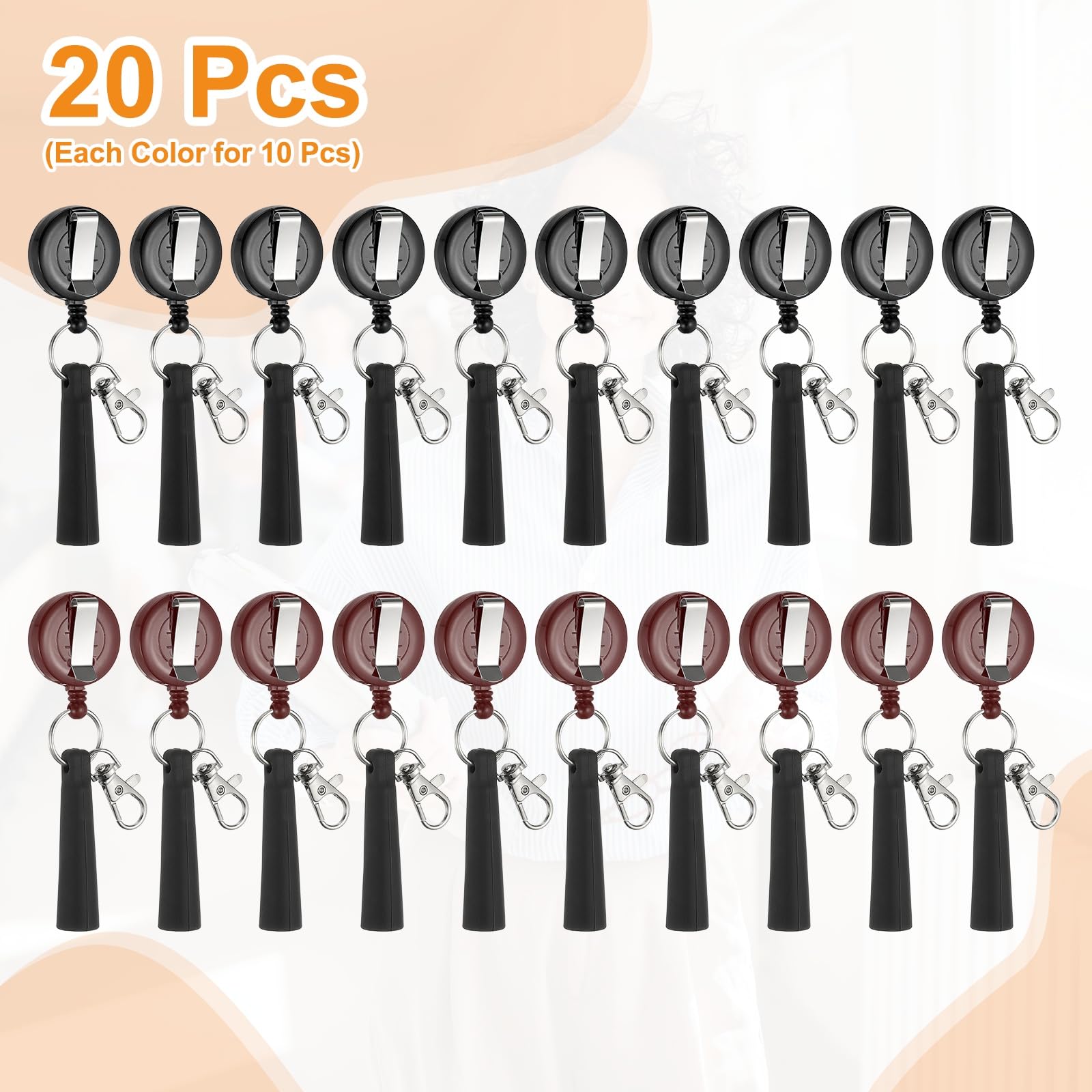PATIKIL Retractable Pen Holder, 20Pcs Pull Pen Pencil Holder Elastic Silicone Grip Pencil Holder for Woodwork Bricklayer Markers and Carpenter Pencils, Brown/Black - Image 3