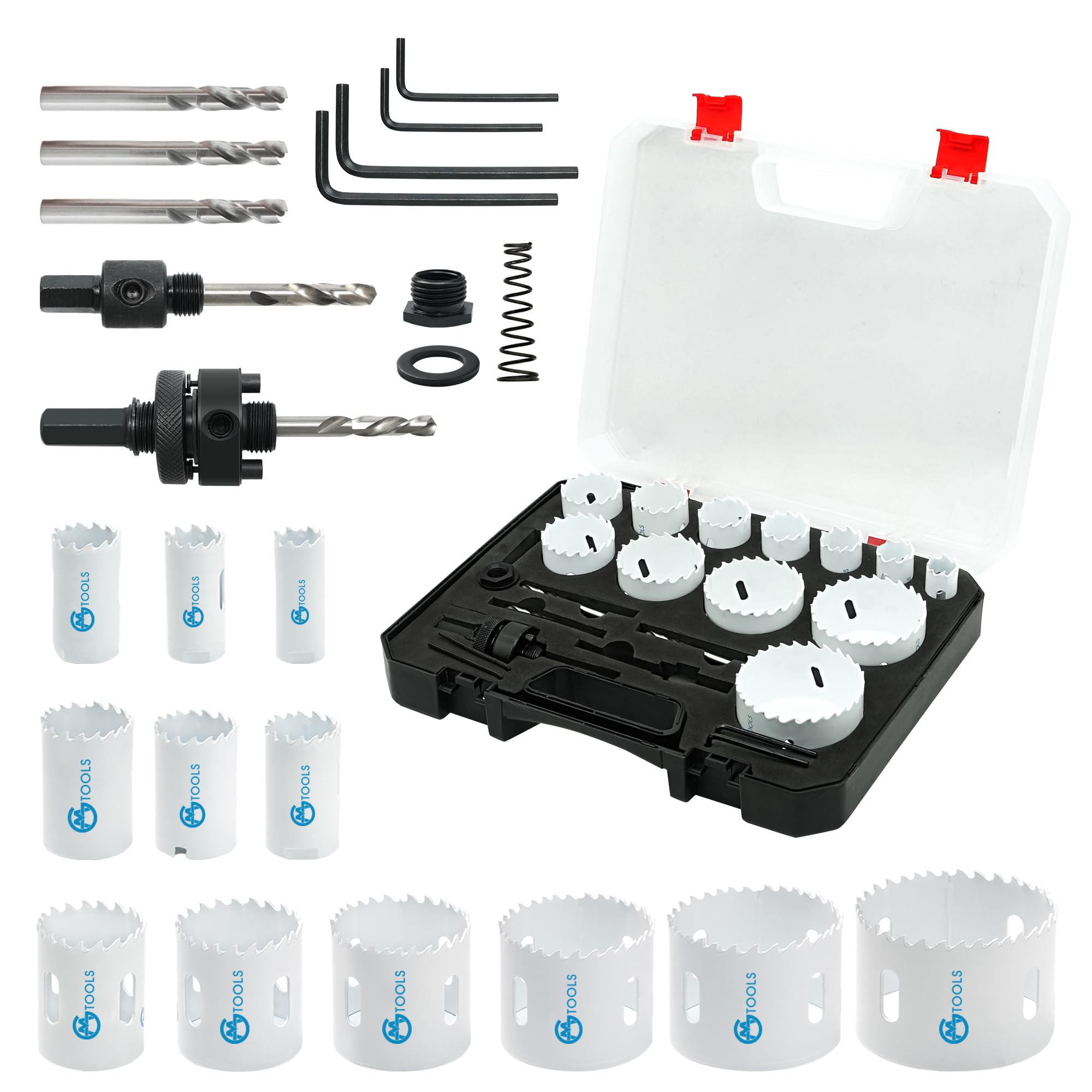 Hole Saw Kit Bi Metal, with 3/4" to 2-1/2" 22 PCS Saw Blades in Case, Hole Saw Set for Metal, Wood and Plastic, with Clean and Smooth Cutting Edge, Fast Chip Removal