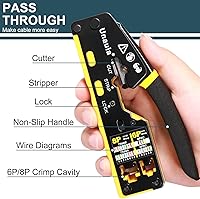 Vista 2 de RJ45 Crimp Tool Pass Through Ethernet Crimper Kit Cat5 Cat6 Crimping Tool Kit, Ethernet Crimping Tool Kit RJ45 Crimper