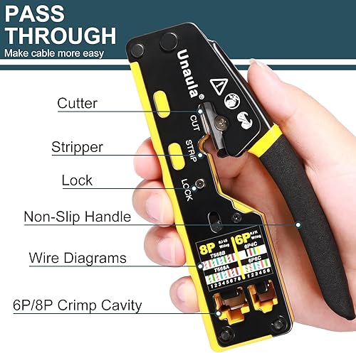Miniatura 2 de Herramienta de crimpado RJ45 Pass a través de Ethernet Crimper Kit Cat5 Cat6 Kit de herramientas de prensado, Kit de herramientas de prensado
