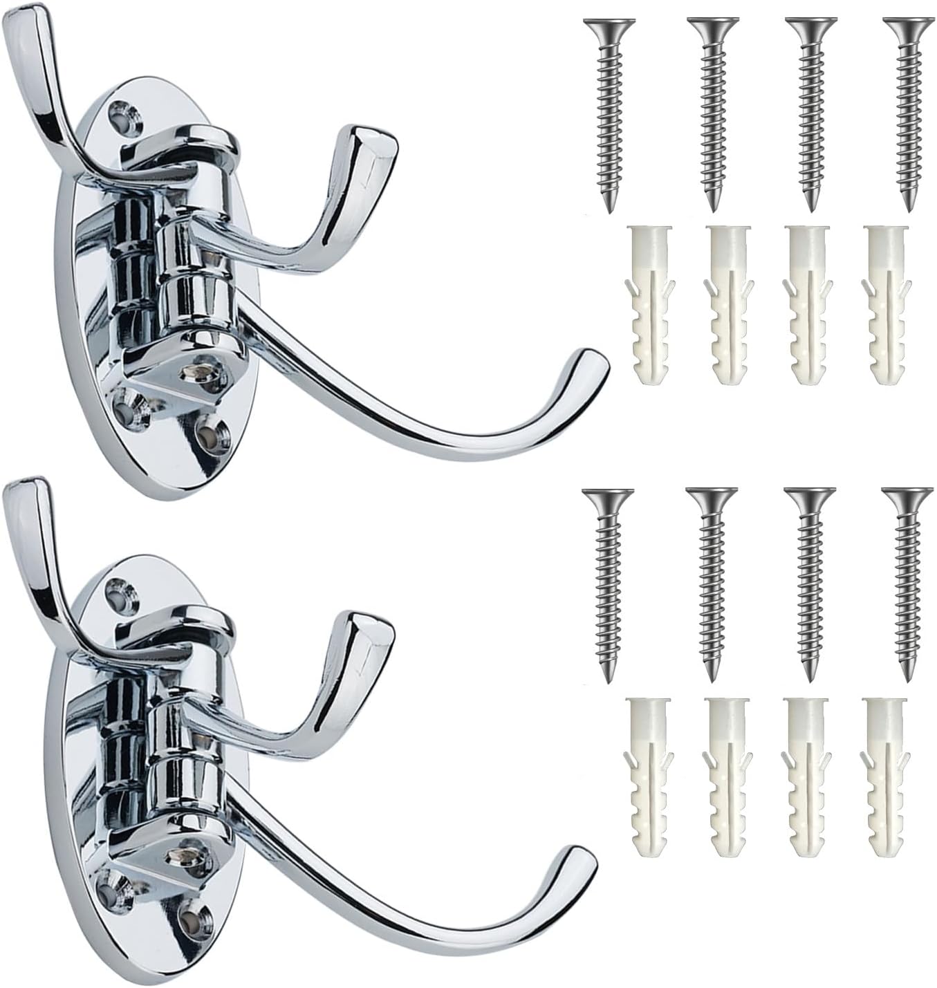 Zyuzles 2PCS Swivel Wall Hooks for Coats Kitchen Swivel Hook 3 Swing Arm Swivel Coat