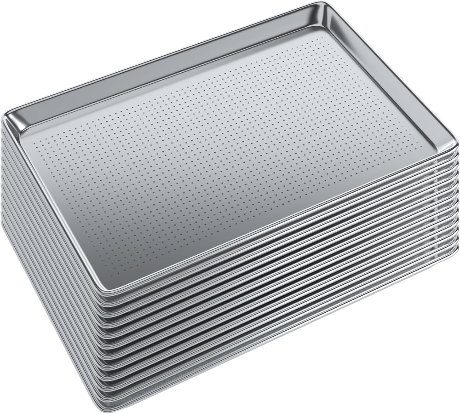 18 in. x 26 in.19 Gauge Full Size Perforated Aluminum Bun. / Sheet Pan. Pack of 12
