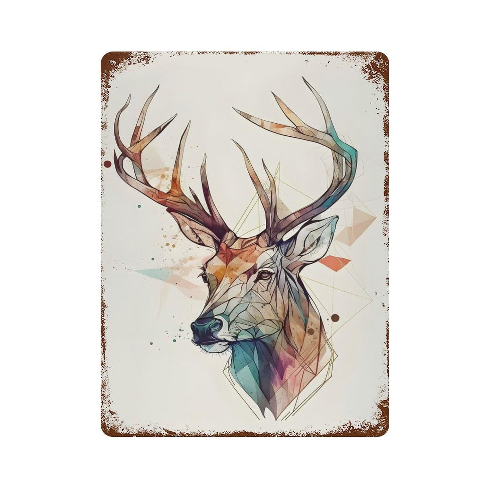 Deer Head Distressed Metal Wall Sign 15.7"x11.8", for Farmhouse, Kitchen And Entryway Decor, Rustic Home Decor