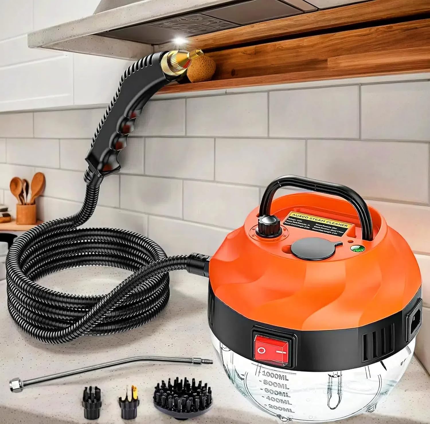 Vaporeta Limpieza Hogar, 2500W Maquina Limpiar Tapicerias con 6 Velocidades Ajustables y 3 Tipos de Cabezales para la Limpieza Doméstica de Cocina, Textiles, Derrames, Azulejos, Coche y Baño