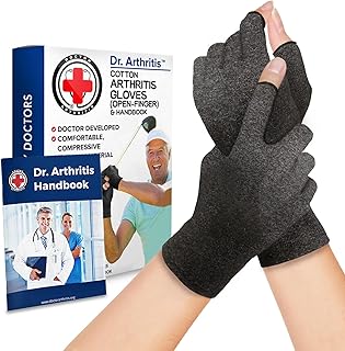 Doctor Developed Arthritis Compression Gloves for Women and Men - fingerless compression gloves for Raynaud’s, Arthritis, Rheumatoid arthritis & Carpal Tunnel (Medium, Grey)
