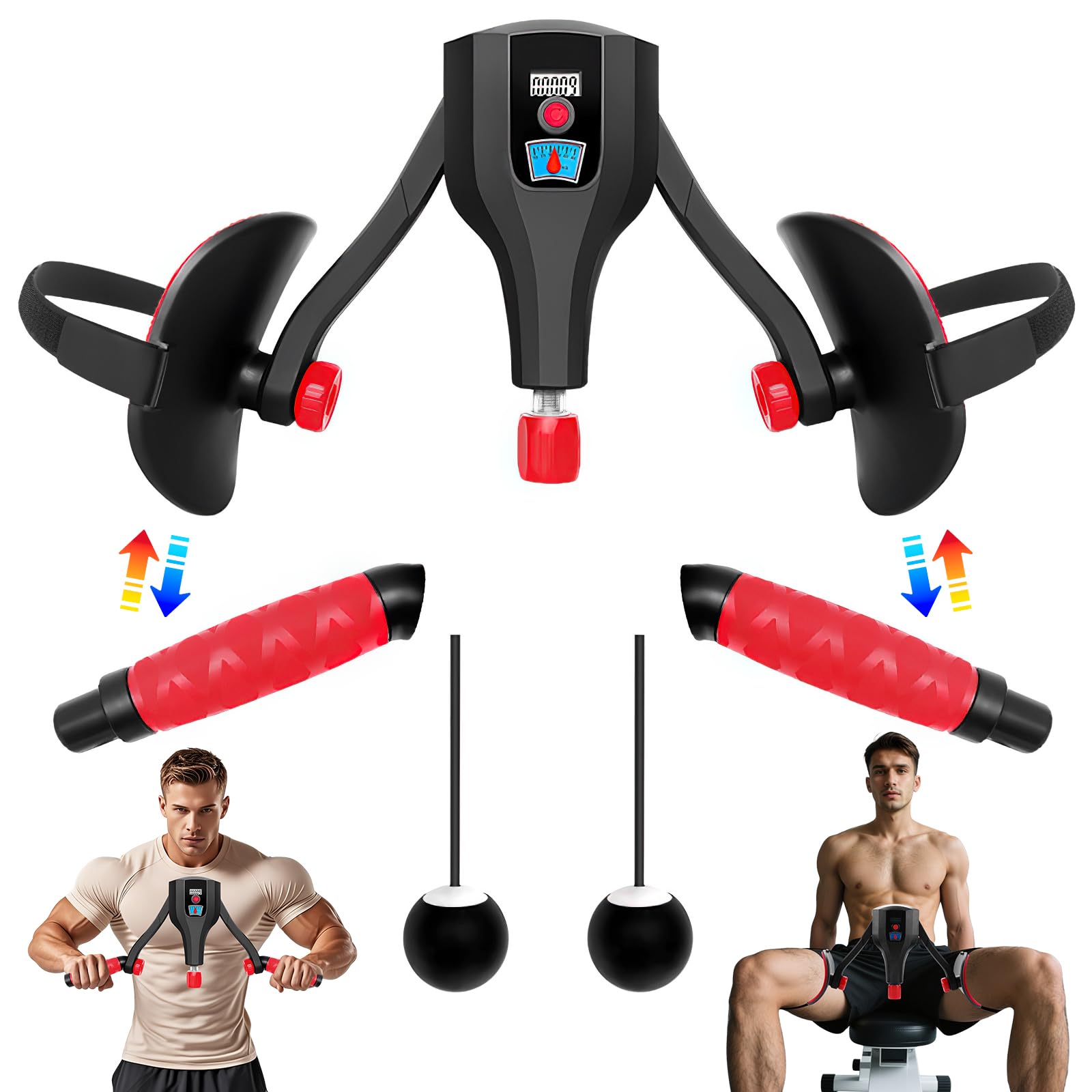 Oberschenkeltrainer Beinpresse für Zuhause, 10KG-60KG Beckenbodentrainer mit LCD-Zählung und Springseil für Männer Frau, 360° Drehbar Multifunktionaler Beintrainer Armtrainer für Training muskulatur