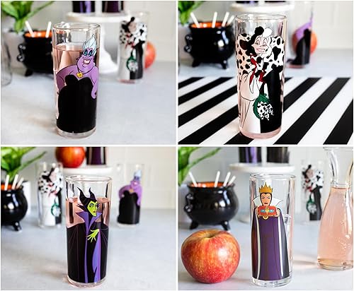 Miniatura 4 de Disney Villains - Vasos de 10 onzas, juego de 4, incluye Maléfica, Cruella de Vil, Úrsula, Reina Malvada, Artículos de bar para el hogar para licor