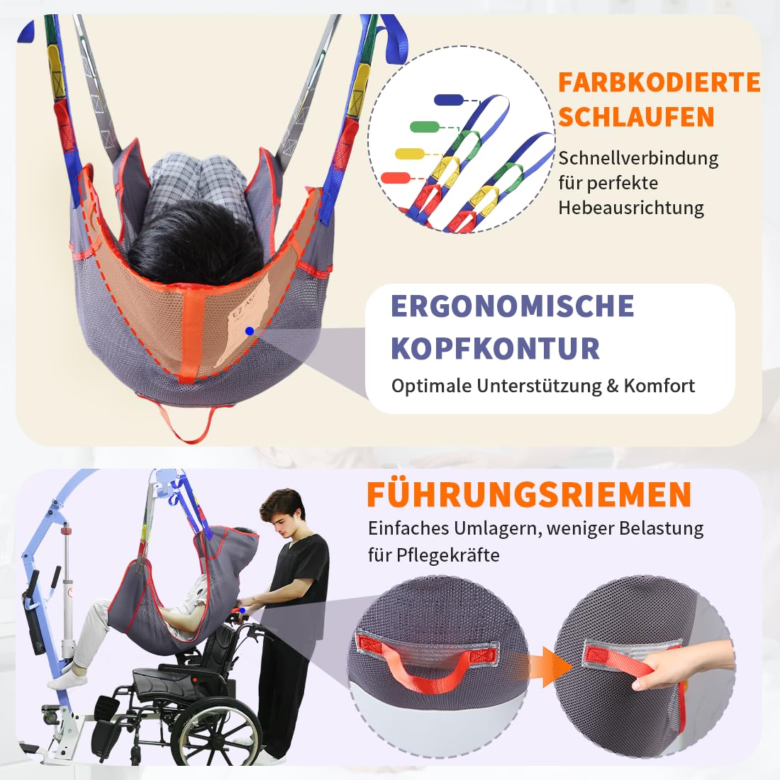 EZ Assistive Correa universal para pacientes de cuerpo completo, para posicionamiento de cama y asistencia al baño, correa de transferencia para personas mayores, bariátricos, discapacitados,