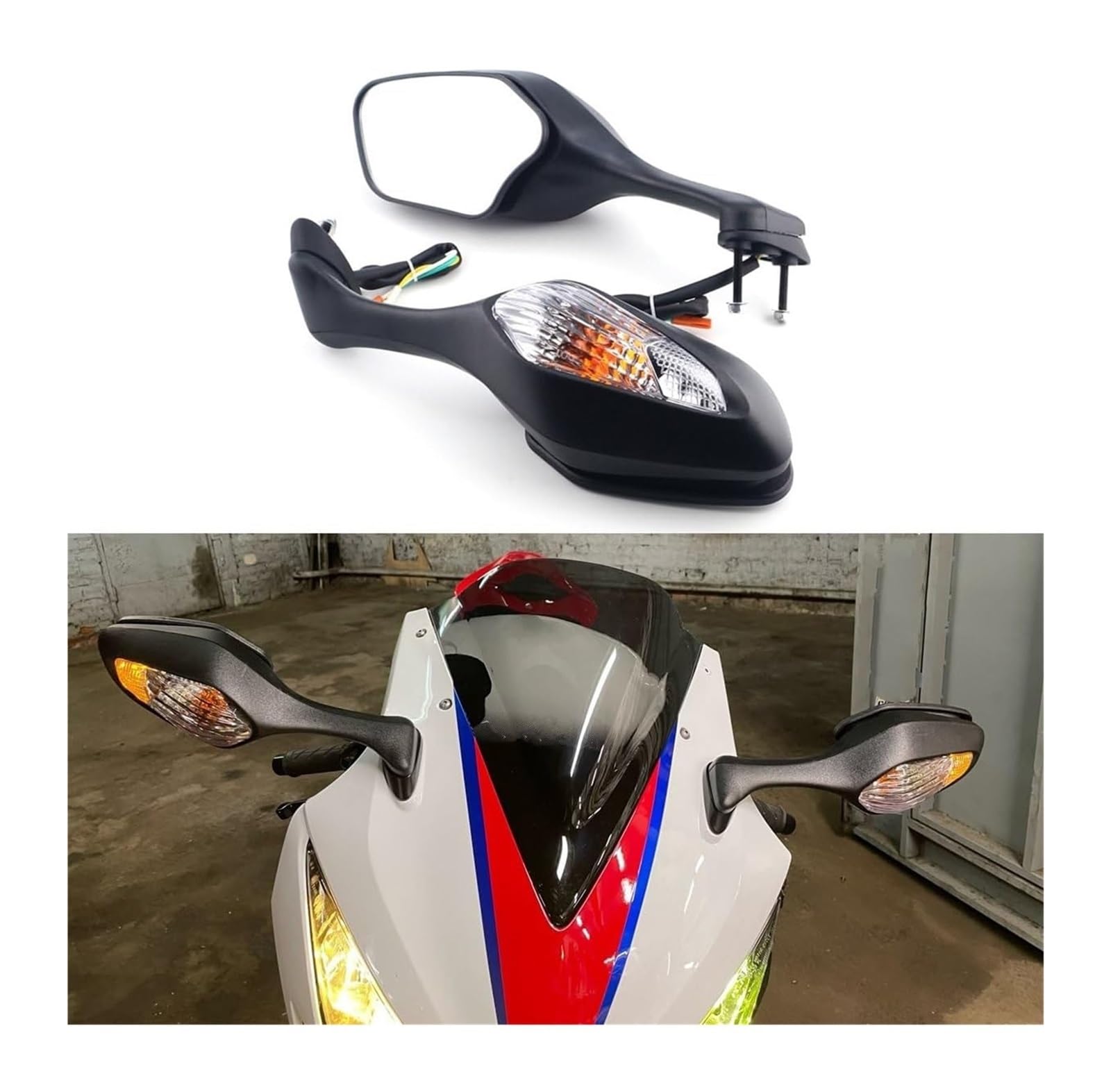 Motocicleta para CBR1000RR 2008-2016 VFR1200 2010-2012 Motocicleta Retrovisores Espejos Luces Intermitentes Espejo Retrovisor(1)