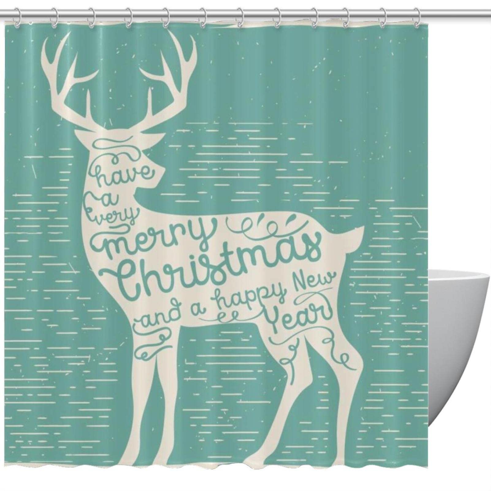 Rideau de douche Cerf de Noël idéal pour habiller une douche festive