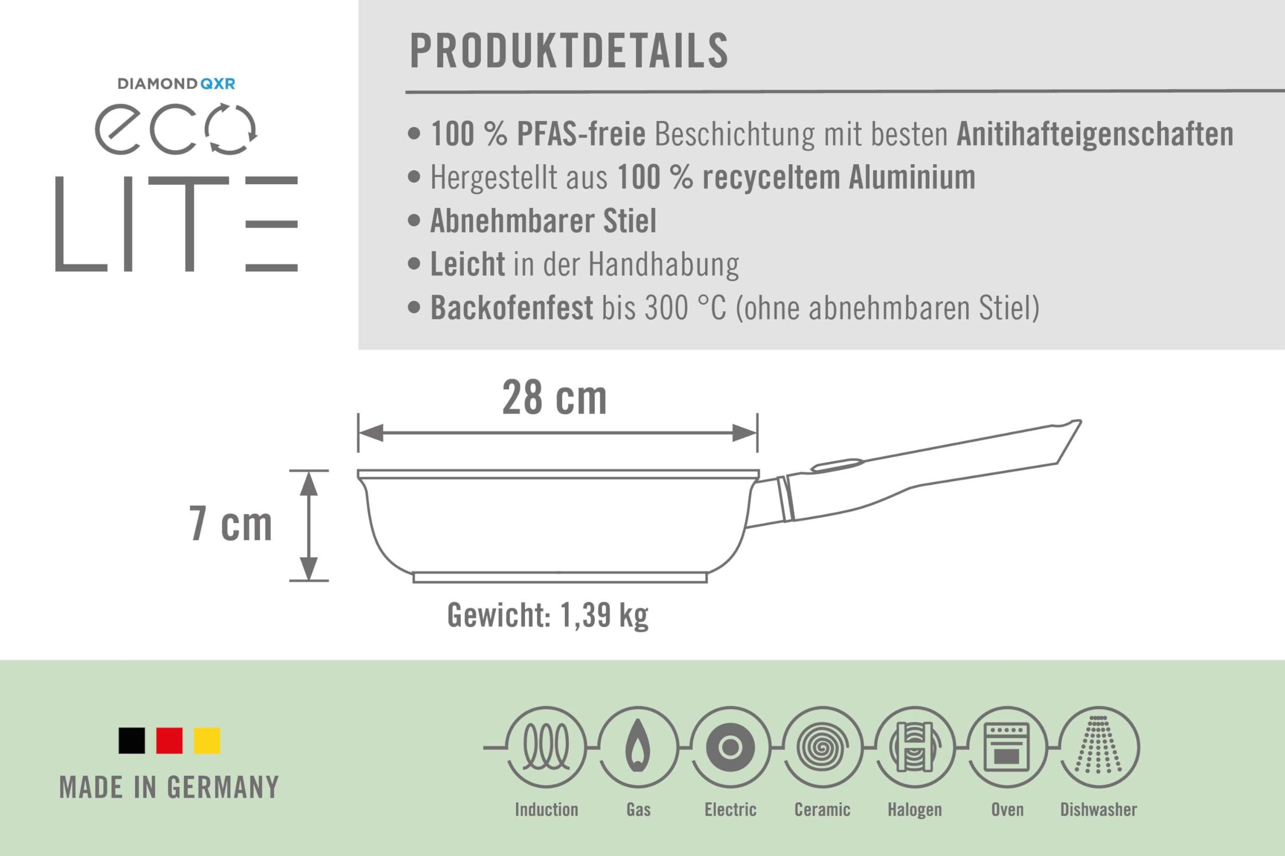 Woll – Eco Lite QXR Hochrandpfanne Ø 28 cm mit abnehmbarem Stiel – PFAS-freie Antihaftpfanne – Bild 7