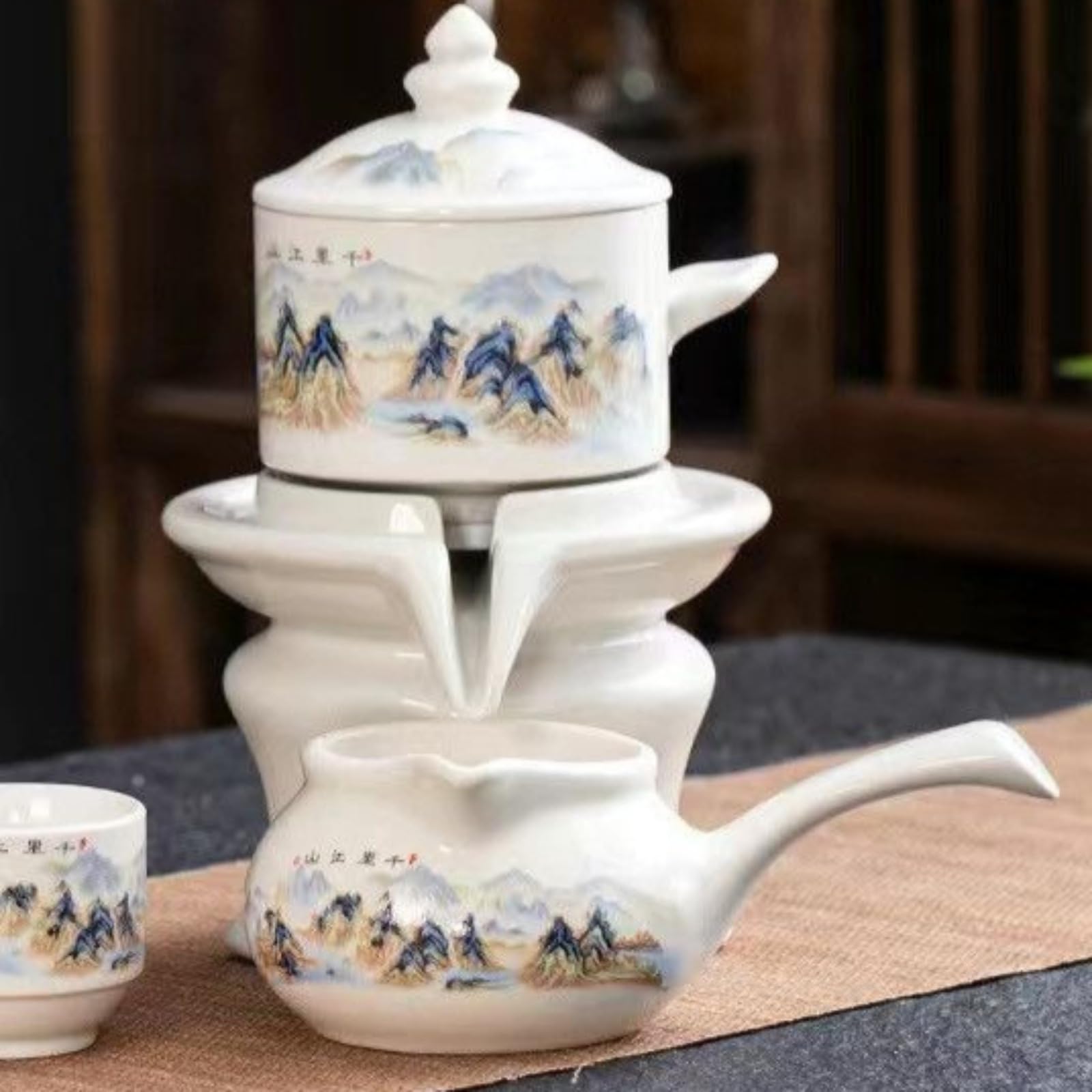 Kungfu Półautomatyczny zestaw do herbaty, 185 ml, 178.6 g, ceramiczny domowy zaparzacz do herbaty w stylu japońskim