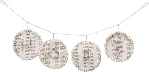 Creative Co-Op 12-14 pulgadas de largo x 3 pulgadas de alto, papel hecho a mano con cuentas de cristal, color blanco (cada uno variará), guirnaldas